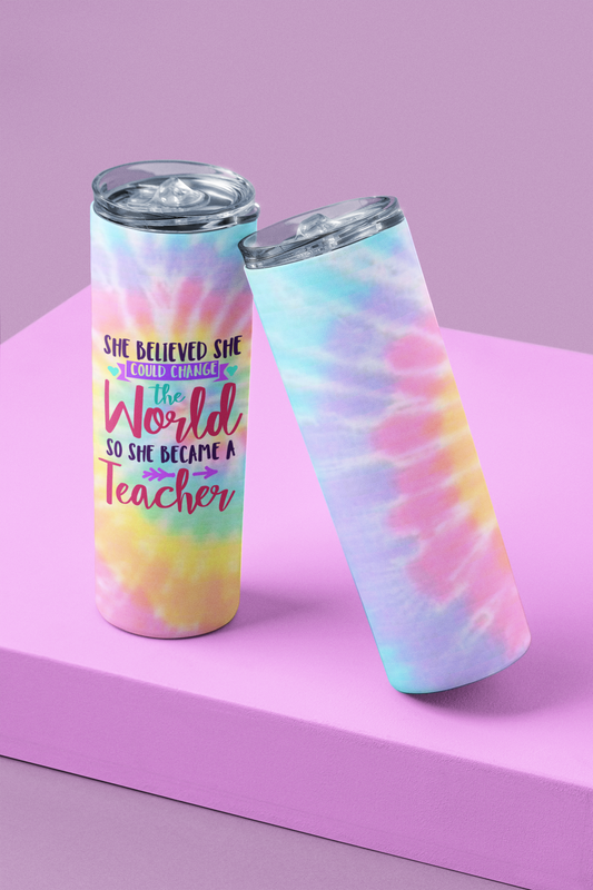 "She Believed She Could Change the World" Teacher Tumbler