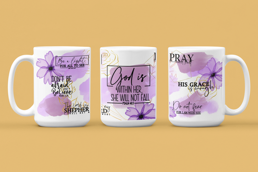 God is With Her She Will Not Fail Psalms 46:5  12 oz mug